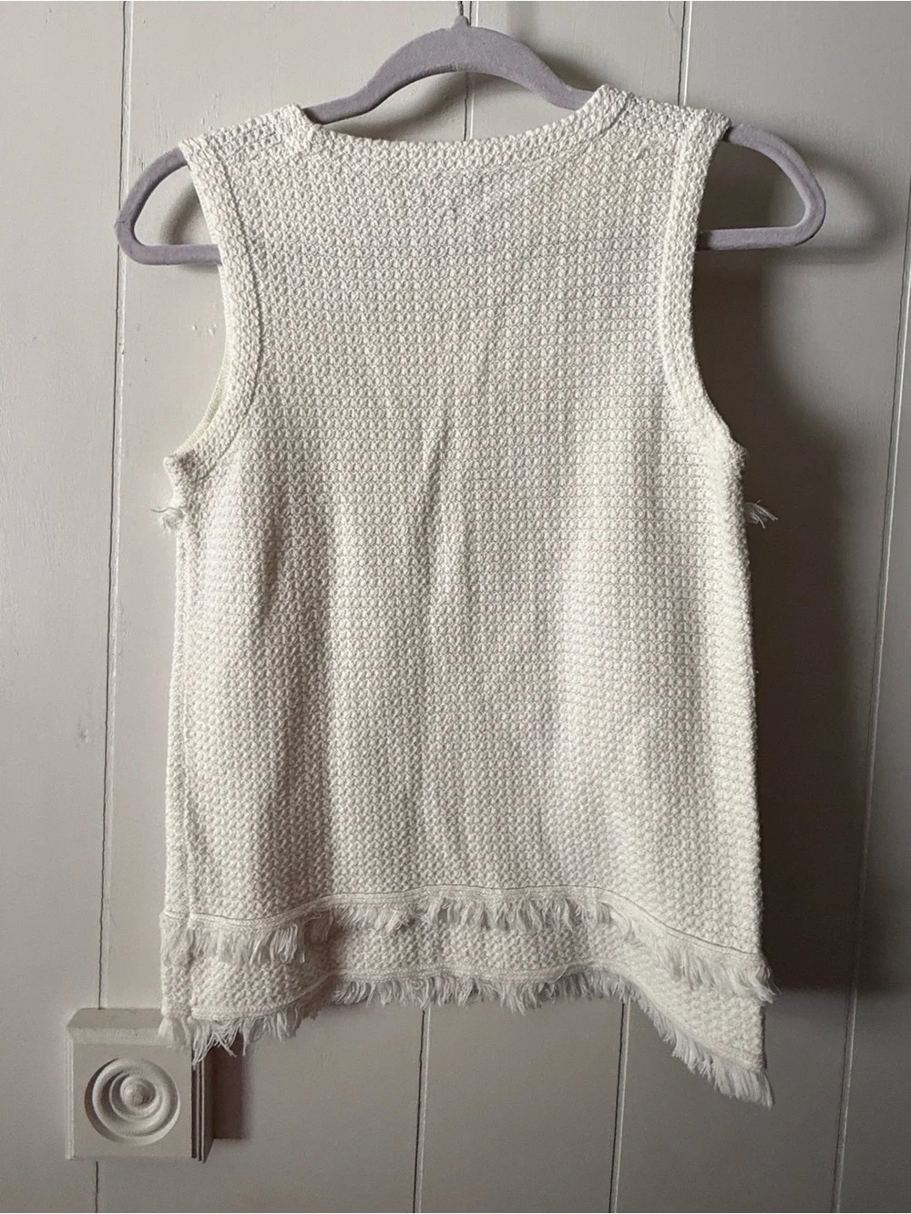 J. Crew Cream Fringe Knit Sleeveless Top